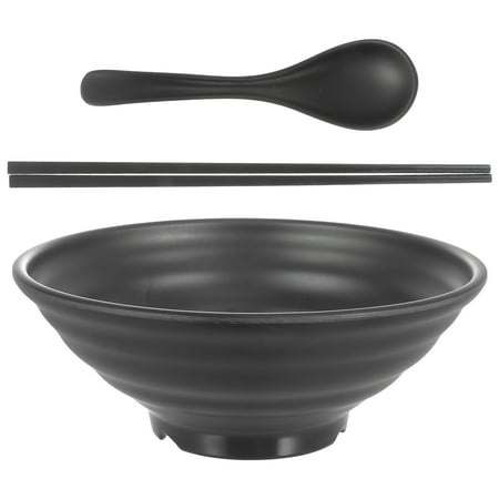

1 Set Noodle Bowl Melamine Soup Bowl Creative Japanese Style Ramen Bowl (Black)