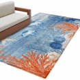 thumbnail image 2 of Summer Ocean Washable Area Rugs 4'x6', Blue Theme Jellyfish Orange Corals Shells Starfish Low Pile Throw Living Room Rug Non-Slip Sturdy Edge Binding Carpet for Indoor Entryway Bedside Kitchen, 2 of 9
