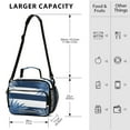 thumbnail image 3 of Navy Blue Stripes Palm Tree Leaves Insulated Lunch Bag Portable Cooler Bag Mommy Bag Large Capacity 6L, 3 of 9