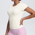 thumbnail image 4 of Lmnyox Women's Athletic Shirts Slim Stretchy Workout Tops Lightweight Breathable Short Sleeve V Neck Sport Tee Shirt, 4 of 9