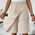 thumbnail image 2 of biudgviw Knee Length Skorts Skirts for Women Elastic Waist Tennis Skirt Trendy Casual Wide Leg Bermuda Shorts with Pockets, 2 of 7