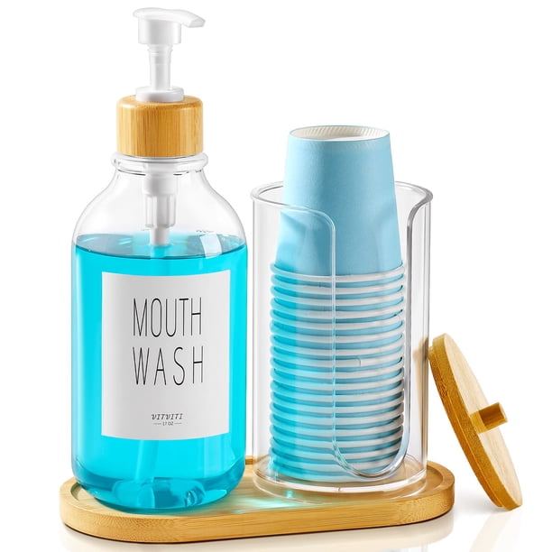 Dispensador de enjuague bucal VITVITI para baño, 500 ml, recargable