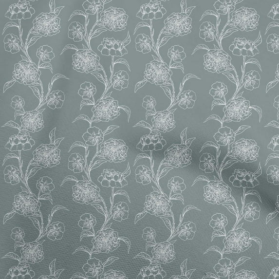 oneOone Viscose Chiffon Dusty Teal Green Fabric Asian Floral Diy Clothing Quilting Fabric Print Fabric By Yard 42 Inch Wide