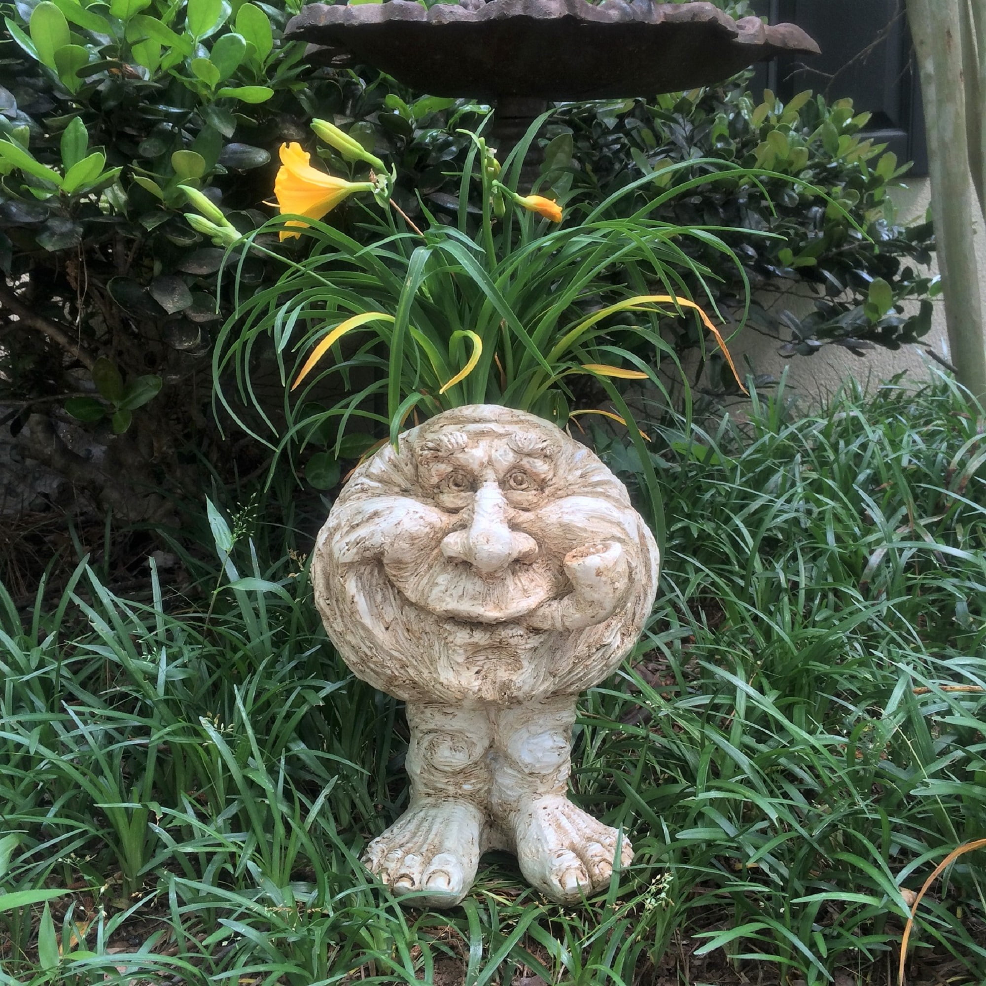 Homestyles Antique White Grandpa "Old Hickory" the Muggly Face Humorous Statue Planter Pot