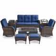 thumbnail image 3 of Opohoro 8-Piece Outdoor Patio Fire Pit Set with Sofa and Flat Arm, 43" Fire Pit Table, Propane Tank Cover for Deck Backyard, 3 of 20