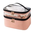 thumbnail image 2 of Qocolhg Up to 50% Off Personal Care and Beauty Clearance!Double-layer Cosmetic Bag Solid Color Transparent Wash Portable INS Fashion Travel Portable Large Capacity Storage Bag, Gifts for Women, 2 of 4