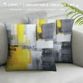 thumbnail image 3 of COMIO  Yellow Black Throw Pillow Covers, White Modern Abstract Art Painting Throw Pillows for Couch, Gray Artwork Pillow Covers Square Cushion Cover Gift for Couch Sofa, 3 of 5