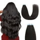 thumbnail image 1 of Sunya Extensiones de cabello humano con cinta adhesiva de 18.0 in, cabello humano Remy liso y sedoso, cinta de trama de piel sin costuras en extensiones de cabello humano, 18.0 in, #1B, negro natural,, 1 of 5