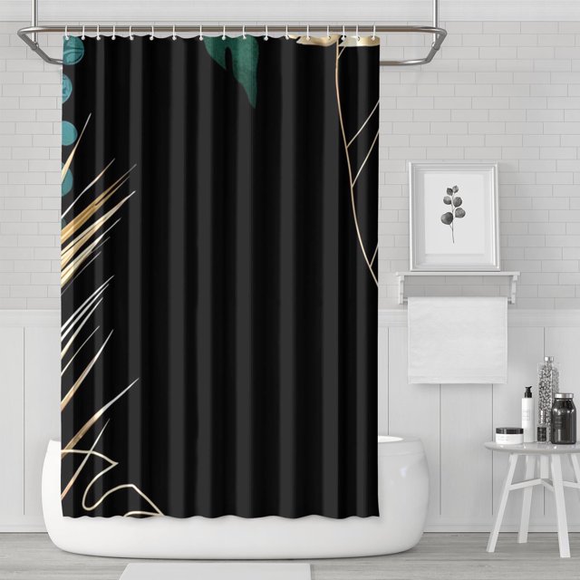 Rideaux de Douche Réutilisables Style Bohème Moderne Mi-Siècle Esthétique, Doublure de Rideau de Douche en Polyester Chic Contemporain, Ensemble de Rideaux de Douche avec Encliquetage, 72x72 Pouces