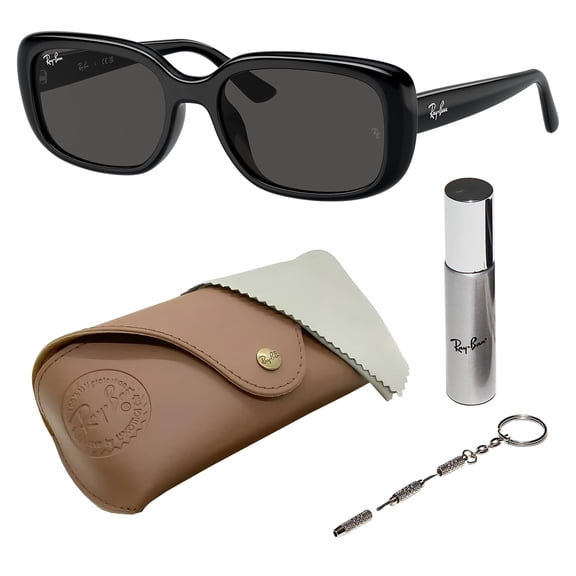 Ray-Ban RB4421D BIO-BASED Square-Round Shaped Non-Polarized Sunglasses for Men & Women - Includes Official RAYBAN Eyewear Kit - Ideal Formal & Casual Wear Sunglasses - Dark Grey Lens