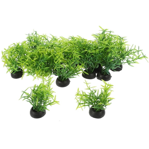 PAMINGONO Aquarium Plastic Plants Faux Plant Green Plastic 20 Pcs Realistic Shape