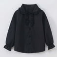 thumbnail image 5 of Tisuna Kids Girls Long Sleeve Shirts Lightweight Crewneck Solid Color Blouse Girls Daily Wear Fall Outfits Size 2-3 Years Black, 5 of 6