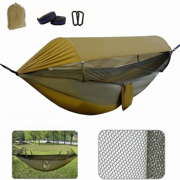 Large Camping Hammock with Mosquito Net and Rain Fly, Portable Hammock with Bug Net and Tent Tarp for Outdoor Hiking Camping Backpacking Travel