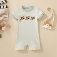 thumbnail image 2 of KPOPLK Summer Baby Boy Jumpsuit Pajama Infant Short Sleeve Waffle Knit Romper PJM Sleepwear 0-24M Size 6-12 Months,Mint Green, 2 of 9