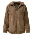 thumbnail image 4 of BiZtdJrK Jackets for Women Winter Warm Fluffy Fleece Jacket Casual Full Zip Long Sleeve Lapel Outerwear Solid Color Sherpa Coat Sale of the Day Khaki L, 4 of 7