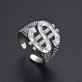 thumbnail image 4 of GUANGHONG European Style Exaggerated Hop Dollar Sign Ring Stylish and Unique Design Silver Adjustable Rings Men Rings for Teen Girls Size 11 Full Finger Ring, 4 of 4