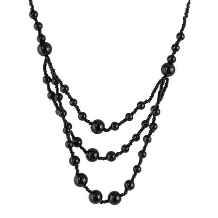 Pearl Statement Necklace - Unique Bargains Lady Elegent Faux Pearl Beads Chunky Choker Statement Bib Necklace Black