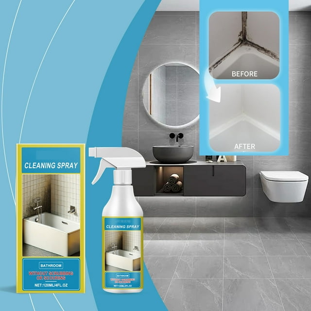 Spray potente para eliminar manchas | Limpiador de 120ml para azulejos, lechada, Sío y sellos | Elimina rápidamente aceite y suciedad difíciles | Uso interior y exterior | Boquilla de precisión