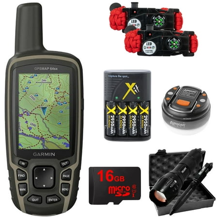 Garmin GPSMAP 64sx Handheld GPS with 16GB Camping & Hiking Bundle - (Best Garmin Gps For Hiking)