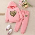 thumbnail image 2 of Zuwimk Toddler Boy Girls Sweatsuit Heart-shaped Graphic Printed Hoodie Sweatshirt and Jogger Pant Sets(T063-Pink), 2 of 9
