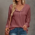 thumbnail image 5 of Women's Plus Size Tops Womens Casual Lace ing Long Sleeve Solid Color V Neck Pullover Top Blouse T-shirt, 5 of 8