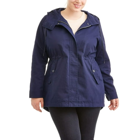Faded Glory - Women's Plus-Size Hooded Twill Anorak Jacket - Walmart.com