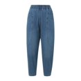 thumbnail image 5 of OJSFQUFP Women's Plus Size Elastic Waisted Skinny Denim Nine Point Pants Women Pants Casual, 5 of 7