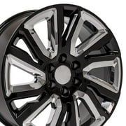 22 inch Black & Chrome 5901 OE Wheels Set Fits GM Trucks & SUV High Country Rims