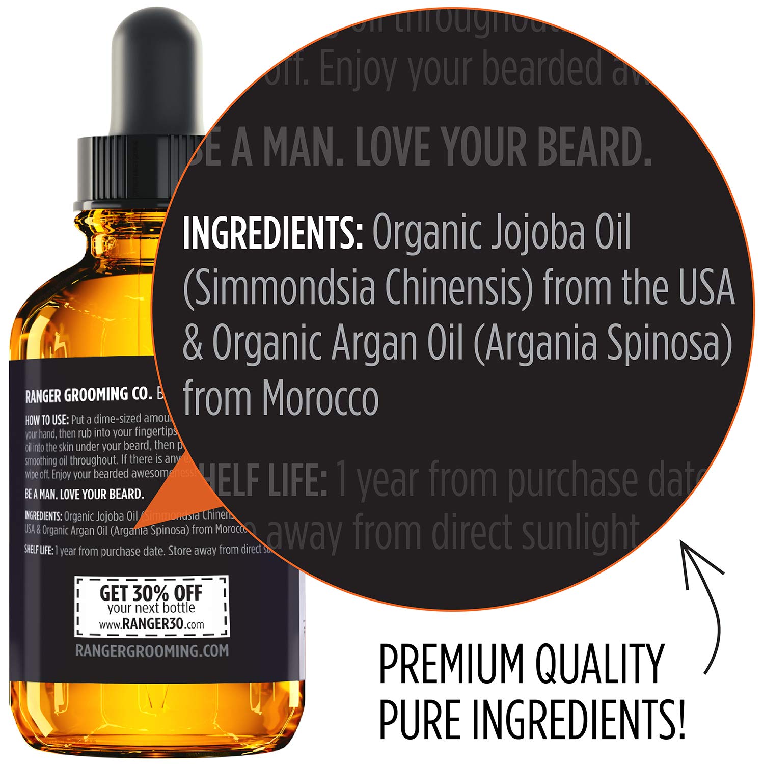 Leven Rose Beard oil, Fragrance Free, 100% Pure, organic ingredients, 1 fl oz - image 2 of 7