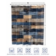 thumbnail image 4 of Split Shower Curtain for Transfer Bench, Navy Blue Brown Wood Fabric Shower Curtains for Bathroom, Farmhouse Vintage Wooden Tub Sliding Transfer Bench Waterproof Bath Curtains 72"x84", 4 of 9