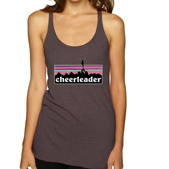 Wild Bobby Cheerleader Silhouette Girl Sports Women Tri-Blend Racerback Tank Top, Brown, Small