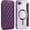 Purple, variant on REQO Case for iPhone 16E,Luxury Grid Plating Drop Protection Anti Theft Flip Leather Wallet Card Holder Shockproof with Wireless Charge Phone Case for iPhone 16E,6.1 Inch 2025