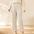 thumbnail image 2 of Women's Stripe Pajama Pants Casual Elastic Waist Loose Wide Leg Lounge Bottoms Comfy Casual Breathable Everyday Wear, 2 of 7