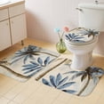 thumbnail image 2 of Palm Trees Bath Mat 3 Piece Bathroom Rug Set, Blue Brown Vintage Watercolor Tropical Non Slip Bath Rug Contour Mat and Toilet Lid Cover, Absorbent Shower Mats Soft Bath Rugs and Mats Sets, 2 of 8