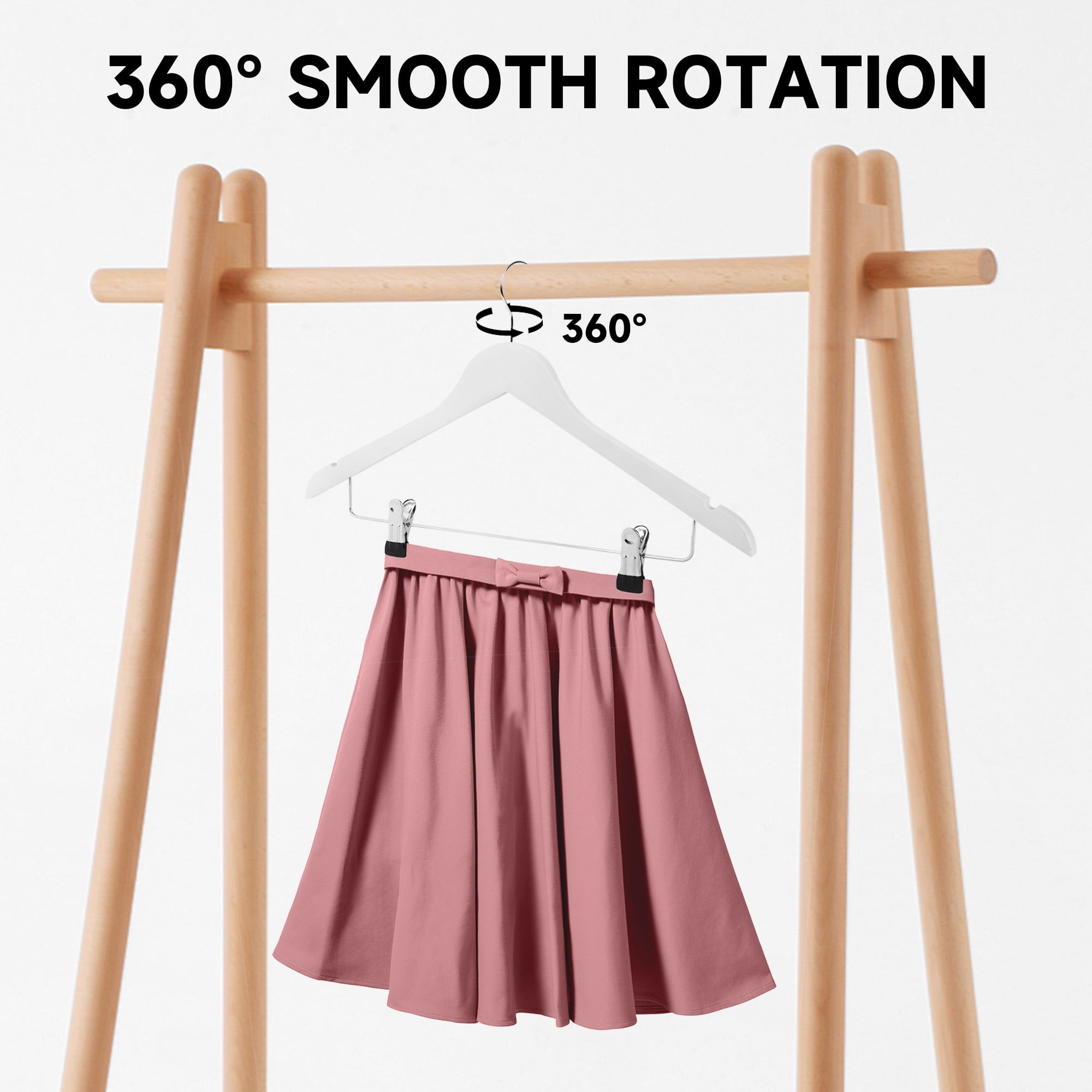 BP4U 12-Pack Wooden Hangers with Adjustable Metal Clips, Solid Wood Suit Hangers for Skirt, Dress, Coats, Jacket and Pants