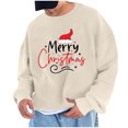 thumbnail image 2 of Penkiiy Men's Crew Neck Merry Christmas Sweatshirt Pullover Long Sleeve Top Khaki, 2 of 5