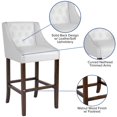 thumbnail image 2 of Carmel Series 30" High Transitional Tufted Walnut Barstool with Accent Nail Trim in Black Leather, 2 of 9