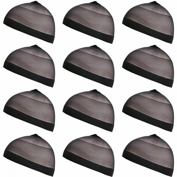 TELOLY 24 Pcs Stocking Wig Caps Stretchy Elastic Nylon Close End Wigs Cap for Women (12 Pairs, Black)