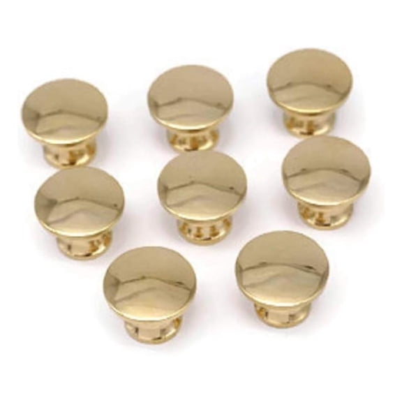 DyGTyX 8 Small Knobs Solid Polished Brass Miniature Drawer Knob Antique 1/2" Diameter X 1/2" Projection