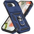 thumbnail image 1 of KOMI Phone Case for Google Pixel 9A Case with HD Screen Protector & Slide Camera Cover & Rotated Ring Kickstand, [Military-Grade] Phone Case for Google Pixel 9A, Blue, 1 of 5
