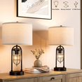 thumbnail image 2 of Kyrid 21'' Table Lamp Set of 2 with Night Light and USB Port Industrial Modern Nightstand Lamp Set (Bulbs Included), 2 of 4