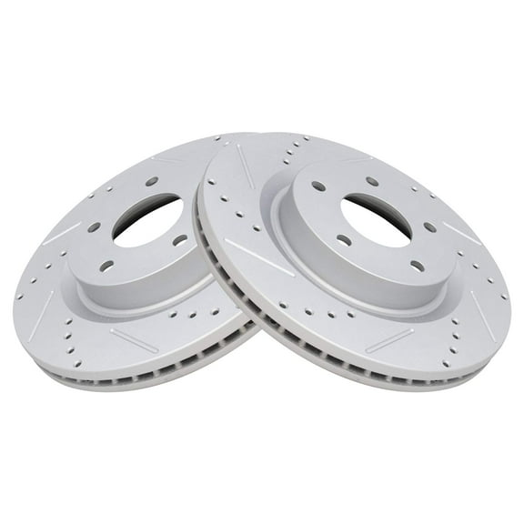 TRQ Front Performance Brake Rotors Set Premium G-Coated Cross Drilled & Slotted Fits Select 2007-2022 Nissan Altima