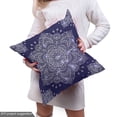 thumbnail image 4 of Ambesonne Ethnic Fabric by the Yard Upholstery, Floral Round Retro Ornament, 2 Yards, Lavender Blue Indigo, 4 of 4