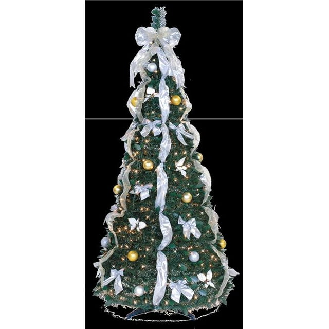 Golden Hill 21512 6 ft. 350 Light Gold & Silver Decorated Pop Up Tree