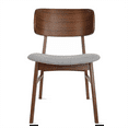 thumbnail image 5 of Modern Farmhouse Walnut Wood Finished Dining Chairs with Elbow Back, Upholstered Fabric Cushion Seat, Set of 2, 5 of 10
