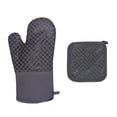 thumbnail image 5 of Mitones de horno resistentes al calor con agarre de silicona perfecto para hornear cocina, rejilla pequeña gris oscuro 2X Feliz Sencillez, 5 of 5