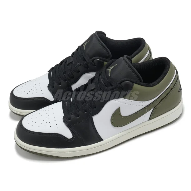 Ni-k-e Air Jordan 1 Low AJ1 Black Toe Medium Olive Men Casual Shoes 553558-092