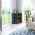 thumbnail image 1 of Twin Star Home Corner Accent Cabinet with Windowpane Doors, 1 of 6