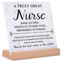 Nurse Gifts - Thank You Plaque With Wooden Stand, Nurse Appreciation Gift, Nurses Week Gifts For Nurse Practitioners, Nurses Women Men, Rn, Nursing Students, Office Desk Sign Decor