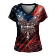 thumbnail image 4 of KHONTS 250th Anniversary USA Shirt for Women 250 America V-Neck T Shirt Short Sleeve Celebration Patriotic Flag Printed 1776-2026 Tees 01-Black S, 4 of 4